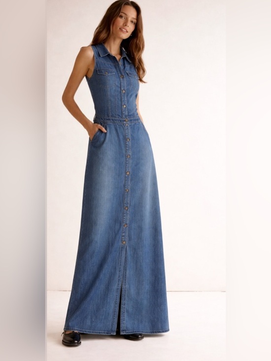 Dresses & Skirts - 36. Free People Button Down Denim Maxi Dress